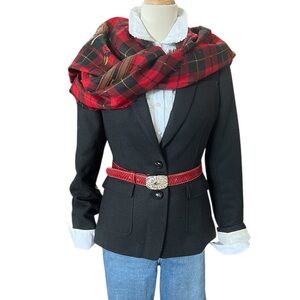 Sax Fifth Avenue belt shop Elegant Red snake skin Leather Belt w/ Silver Buckle